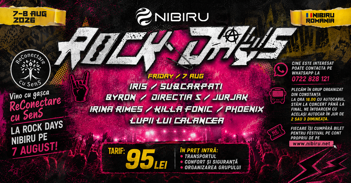 🤘 ROCK DAYS NIBIRU – 7 AUGUST | Hai cu gașca ReConectare cu SenS! 🤘